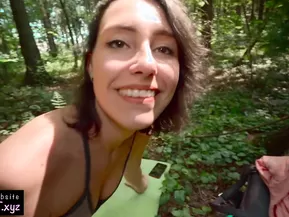 Fit sister fucks brother in public forest